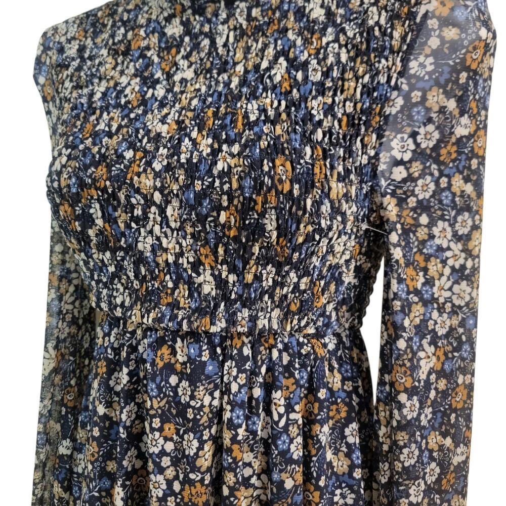 Altar'd State Floral Smocked Dress Small Boho Western Bell Sleeve Cottagecore - Picture 6 of 12